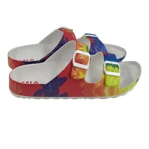 MIA Tie Dye Buckle Slide Sandals Sz 9 Festival Comfort